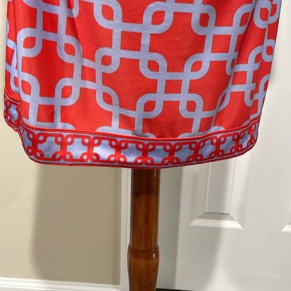 Gretchen Scott Unchained Faux Wrap Jersey Stretch Orange Sky Blue Dress Size S - Picture 4 of 6